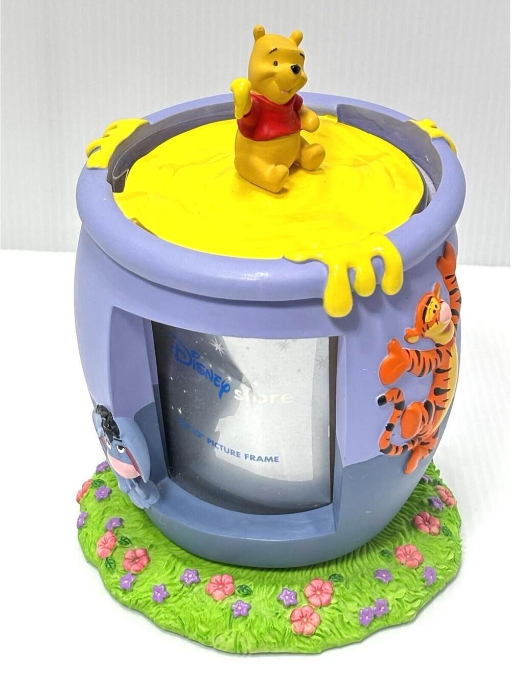 Vintage Disney Store Winnie the Pooh Spinning Honey Pot Resin Picture Frame Rare